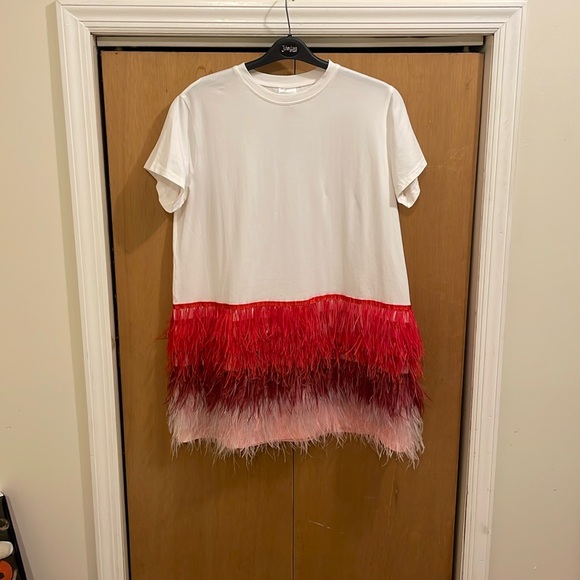 Queen of sparkles pink & red feather bottom dress - Picture 1 of 4